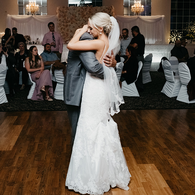 Couple's first dance during their wedding reception.